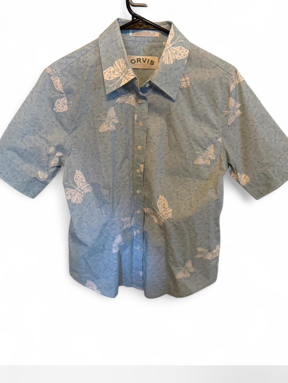 Orvis Light Blue Butterfly Short Sleeve Shirt